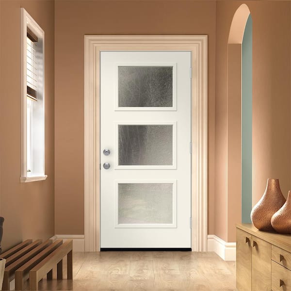 JELD-WEN 36 in. x 80 in. Left-Hand/Inswing 3 Lite Equal Chinchilla