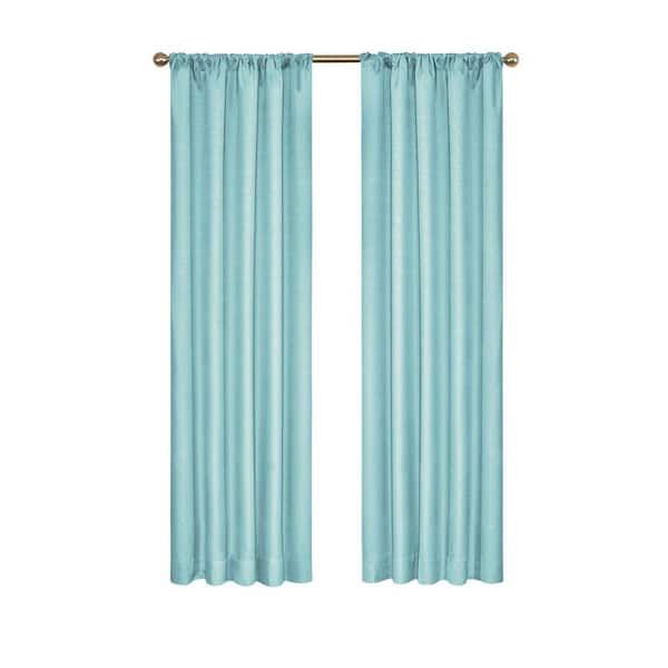 Eclipse Kendall Thermaback Pool Solid Polyester 42 in. W x 63 in. L Blackout Single Rod Pocket Curtain Panel