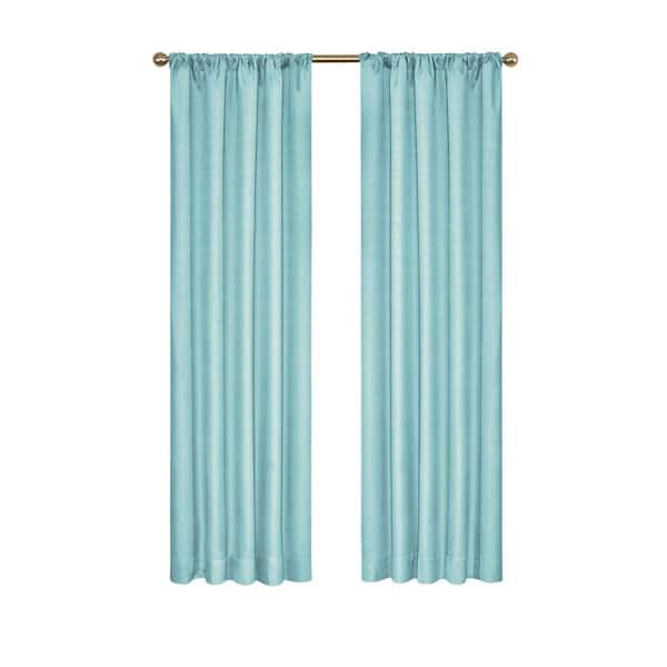 Eclipse Kendall Thermaback Pool Solid Polyester 42 in. W x 84 in. L Blackout Single Rod Pocket Curtain Panel