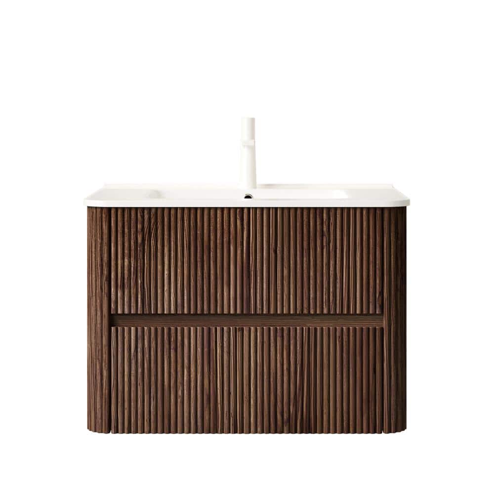 30 in. Floating Bathroom Vanity with Sink in Retro Walnut with 2 Drawers price history on PriceWatchPro