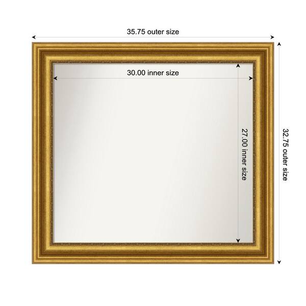 Amanti Art Parlor Gold 35.75 in. x 32.75 in. Custom Non-Beveled Recycled Polystyrene FramedBathroom Vanity Wall Mirror