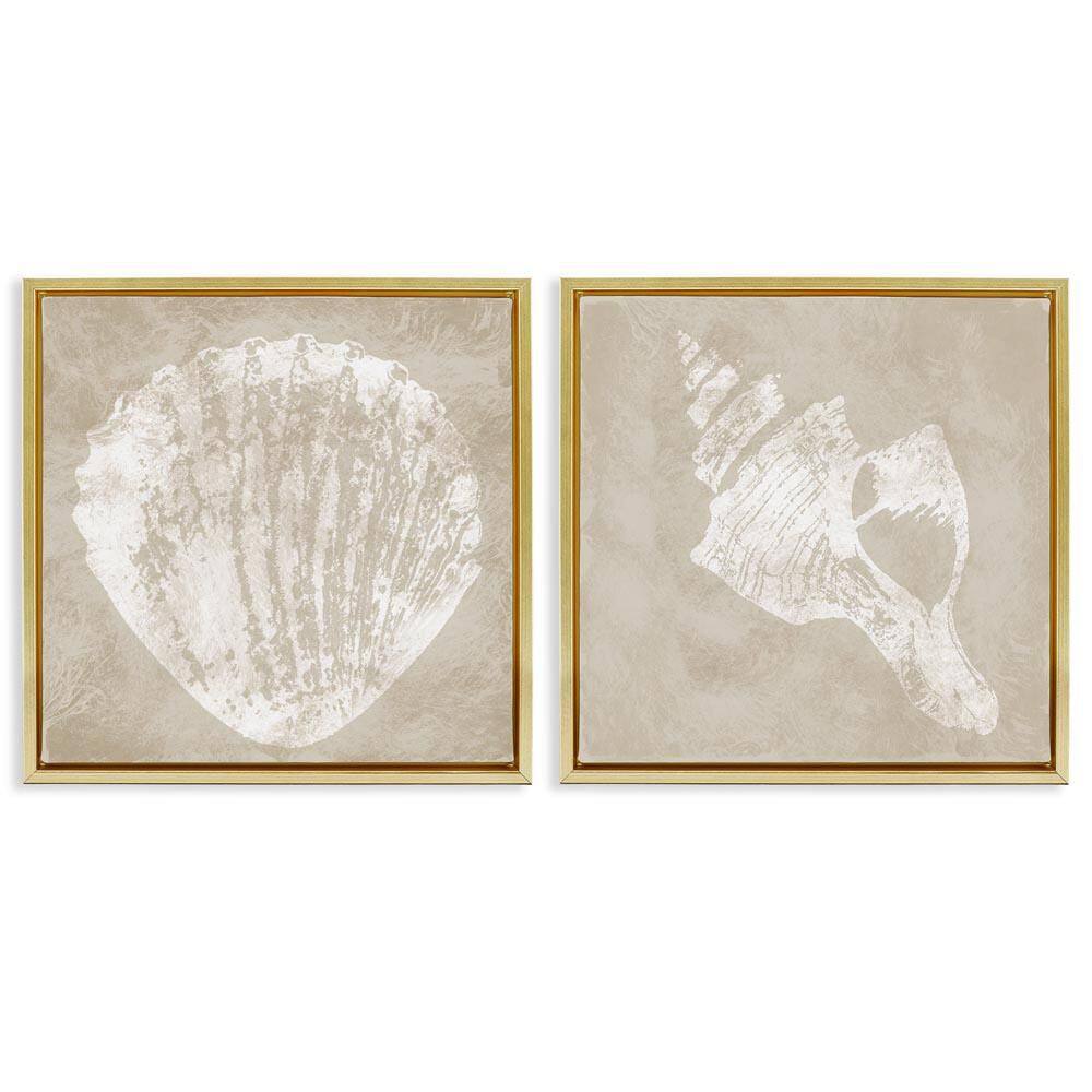 Rustic Abstract Seashells by Carol Robinson 2-Pieces Gold Floater Frame Coastal Graphic Art Print 25 in. x 25 in. price history on PriceWatchPro