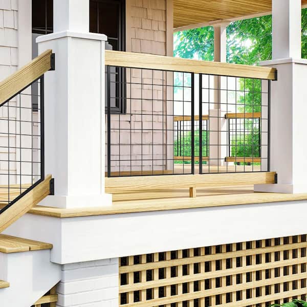 36 in. x 72 in. Pressure-Treated Wood Pine Black Powder-Coated Metal Hog Wire Rail Kit