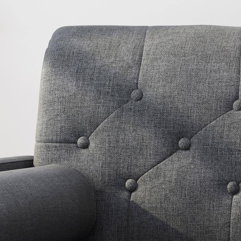 Dark Gray Rubberwood Mid-Century Modern Accent Chair