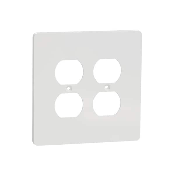 X Series 2-Gang Midsize Plus Duplex Outlet Wall Plate Matte White