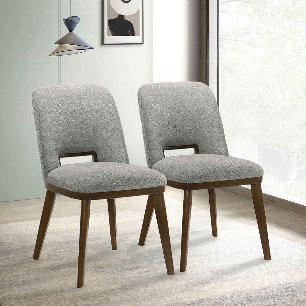 Noble House Pierce Mid-Century Modern Light Grey and Brown Linen