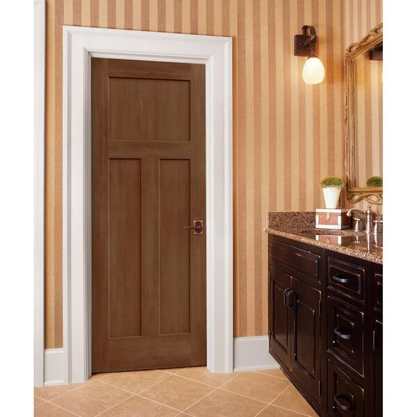 JELD-WEN 30 in. x 80 in. Craftsman Hazelnut Stain Left-Hand Solid