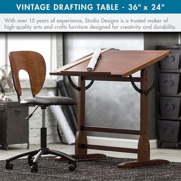 Studio Designs Vintage 36 in. W Drawing/Writing Desk in Rustic Oak