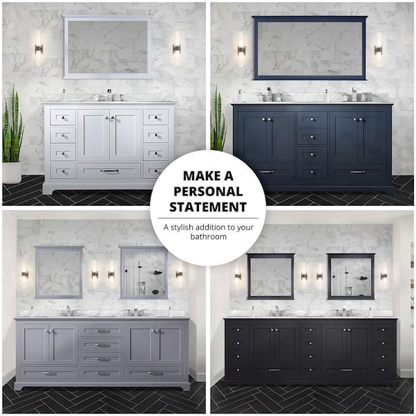 Lexora Fossa 84 in W x 22 in D Grey Oak Double Bath Vanity, Carrara Marble  Top, Faucet Set, and 36 in Mirrors LVF84DR111 - The Home Depot