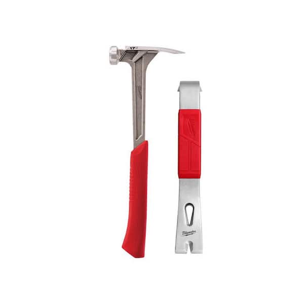 Milwaukee 17 oz. Smooth Face Framing Hammer with 12 in. Pry Bar
