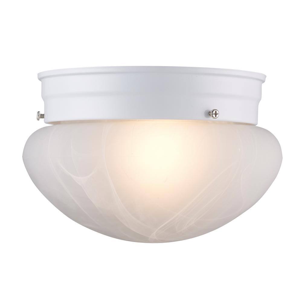 Dash 8" White Marbleized Glass Globe Flush Mount Light