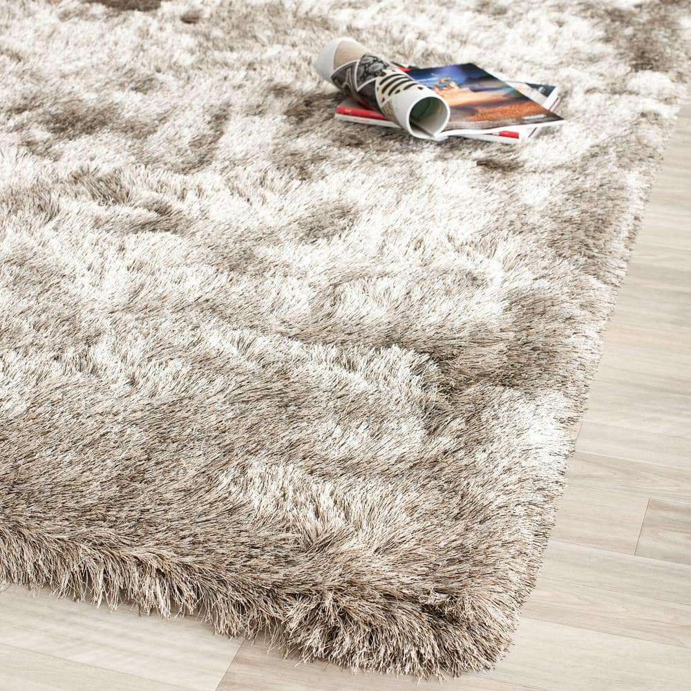 Luxurious Sable Tufted Shag Rug, 10' x 14', Wool and Synthetic Blend