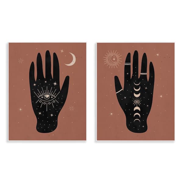 Stupell Industries All Seeing Mystical Hands by Nina Blue 2-Pieces Unframed Religious Graphic Art Print 14 in. x 11 in.
