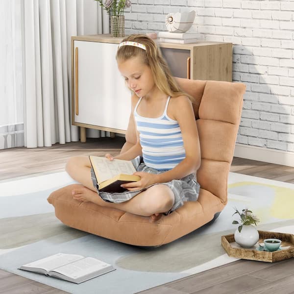 Boyel Living Yellow Fabric Floor Gaming Chair Upholstered Folding