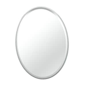 Flush 25 in. W x 33 in. H Framed Oval Beveled Edge Bathroom Vanity Mirror in Chrome