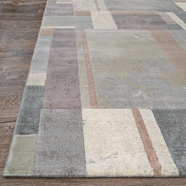 Easton Gambit Blocks Stone-Multi 9 ft. x 12 ft. Abstract Indoor Area Rug