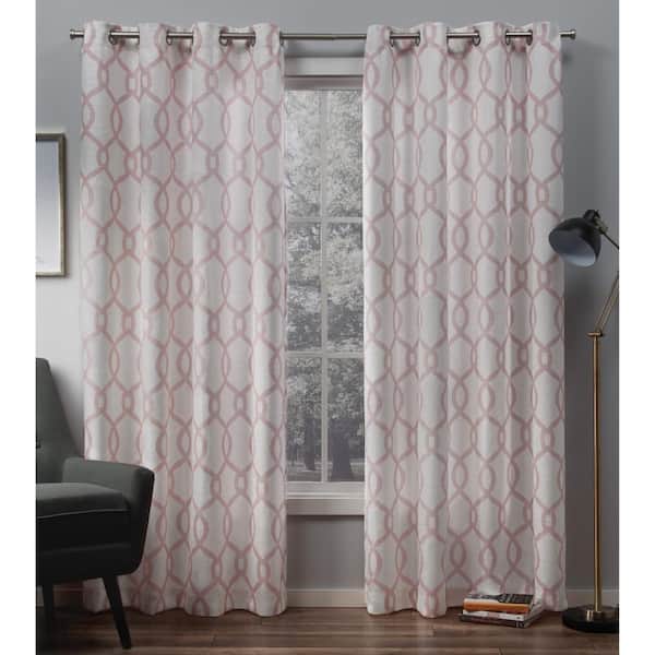 EXCLUSIVE HOME Blush Trellis Grommet Room Darkening Curtain - 54 in. W x 84 in. L (Set of 2)