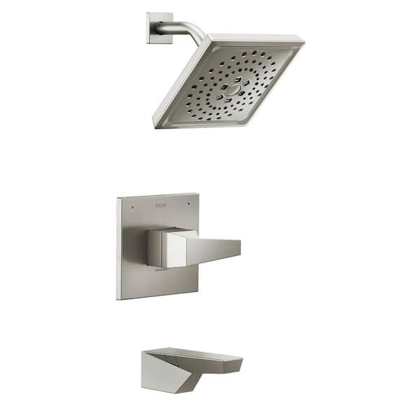 Trillian 1-Handle Wall-Mount Tub and Shower Trim Kit in Lumicoat Stainless (Valve Not Included)