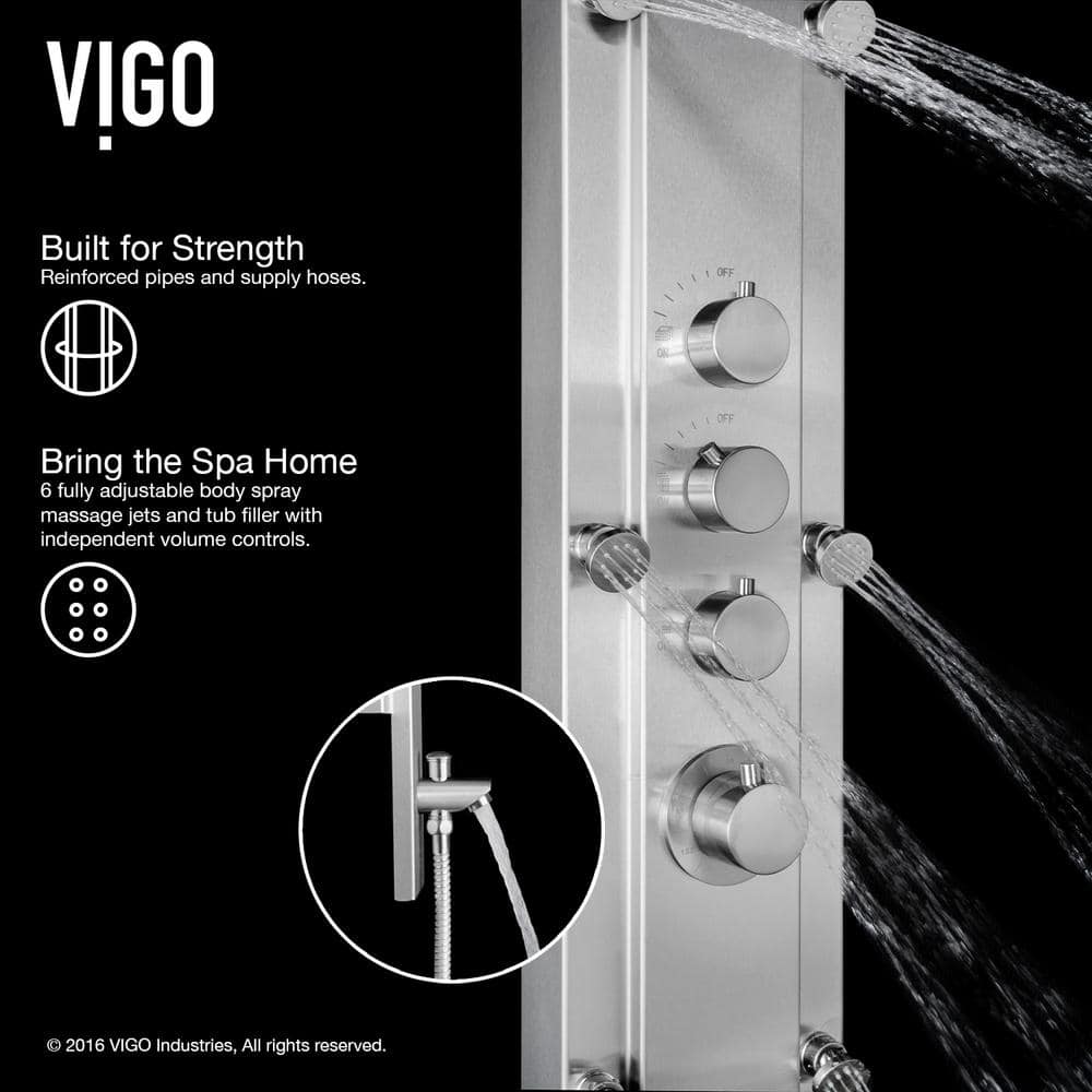 Mateo Stainless Steel 60" Shower Panel System with Hand Shower and Jets