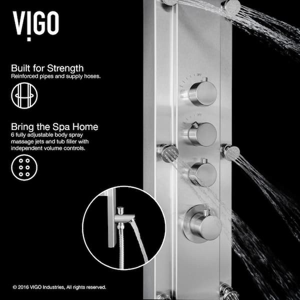 Mateo 59.5 in. 6-Jet High Pressure Shower Panel System with Rainhead Fixed Handheld Dual Shower in Stainless Steel