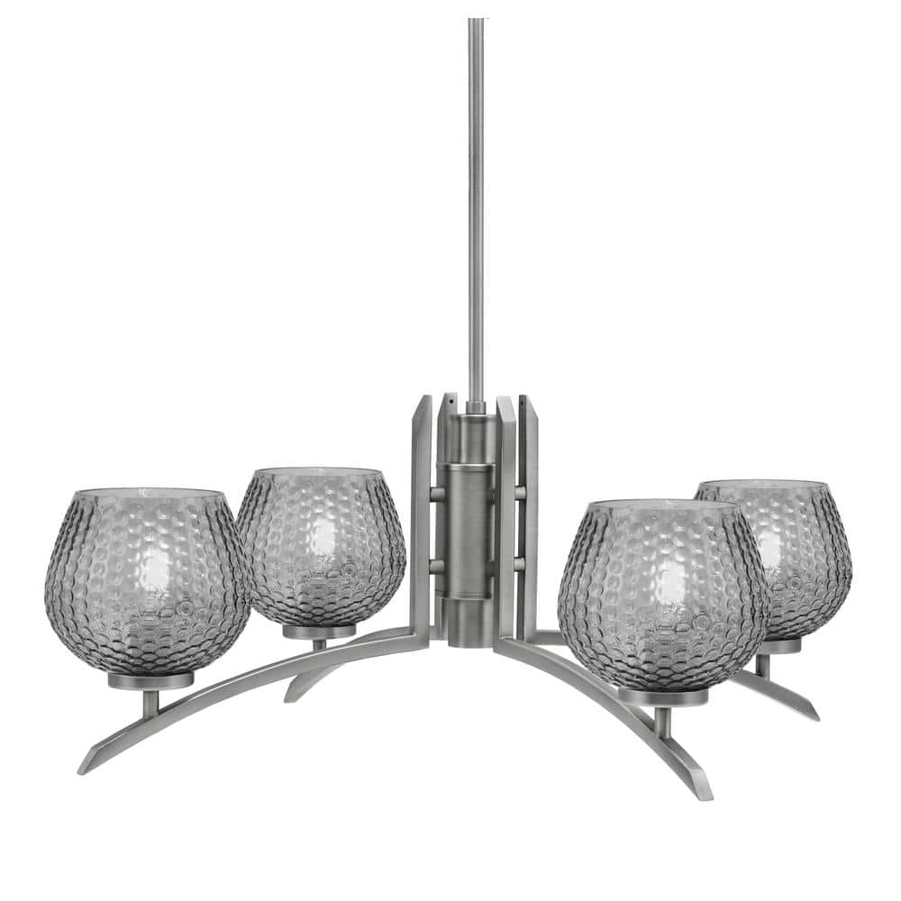 Siena 27.5 in. 4-Light Graphite Chandelier with 6 in. Smoke Textured Glass 