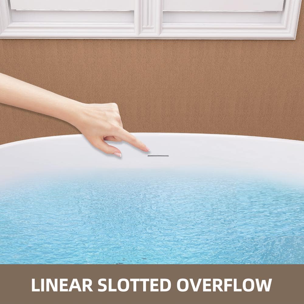 Gloss White 59'' Freestanding Acrylic Soaking Bathtub