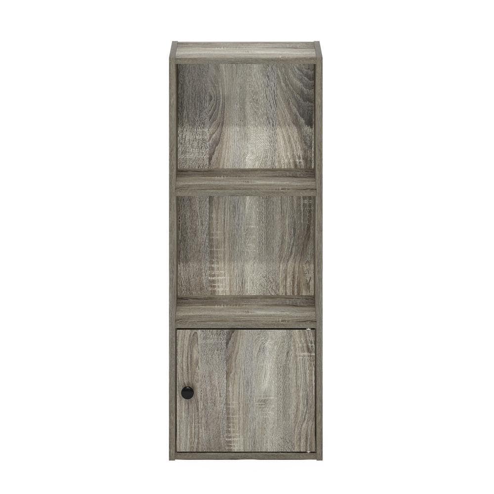 French Oak Compact Wood Bookcase with Door Storage