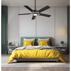 Stout 54 in. LED Indoor Coal and Brushed Nickel Ceiling Fan with Light and Remote Control