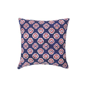 Burst Twilight and Chili Square Outdoor Throw Pillow