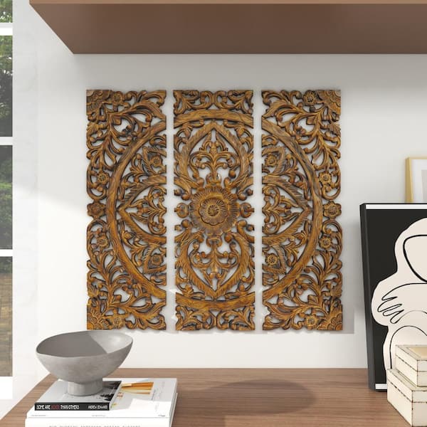 Geometric Wall Art, Wood Wall Art, Large Wooden Mosaic, Dark Wall Decor 