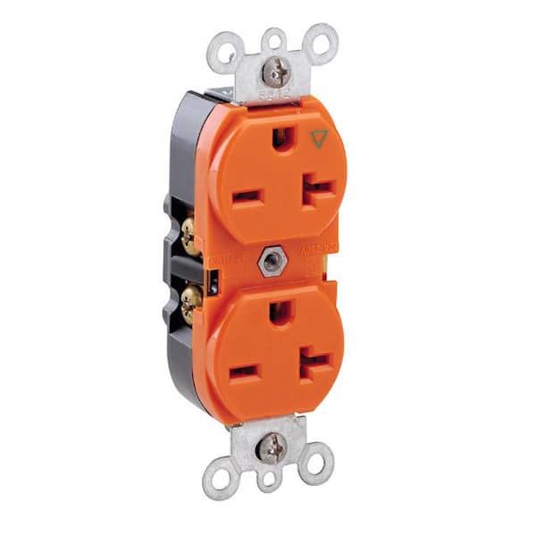 Leviton 20 Amp 250 V NEMA 6-20R Industrial Grade Isolated Ground Duplex Outlet/Receptacle, Orange (1-Pack) 5462-IG 5462-IG - The Home Depot Leviton 20 Amp 250 V NEMA 6-20R Industrial Grade Isolated Ground Duplex Outlet/Receptacle, Orange (1-Pack) 5462-IG 5462-IG - The Home Depot