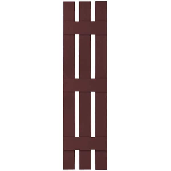 Ekena Millwork 12 in. x 55 in. Lifetime Vinyl Custom Three Board Spaced Board and Batten Shutters Pair Bordeaux