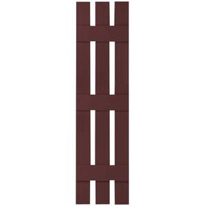 12 in. x 57 in. Lifetime Vinyl TailorMade Three Board Spaced Board and Batten Shutters Pair Bordeaux