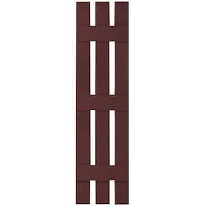 12 in. x 88 in. Lifetime Vinyl Custom Three Board Spaced Board and Batten Shutters Pair Bordeaux