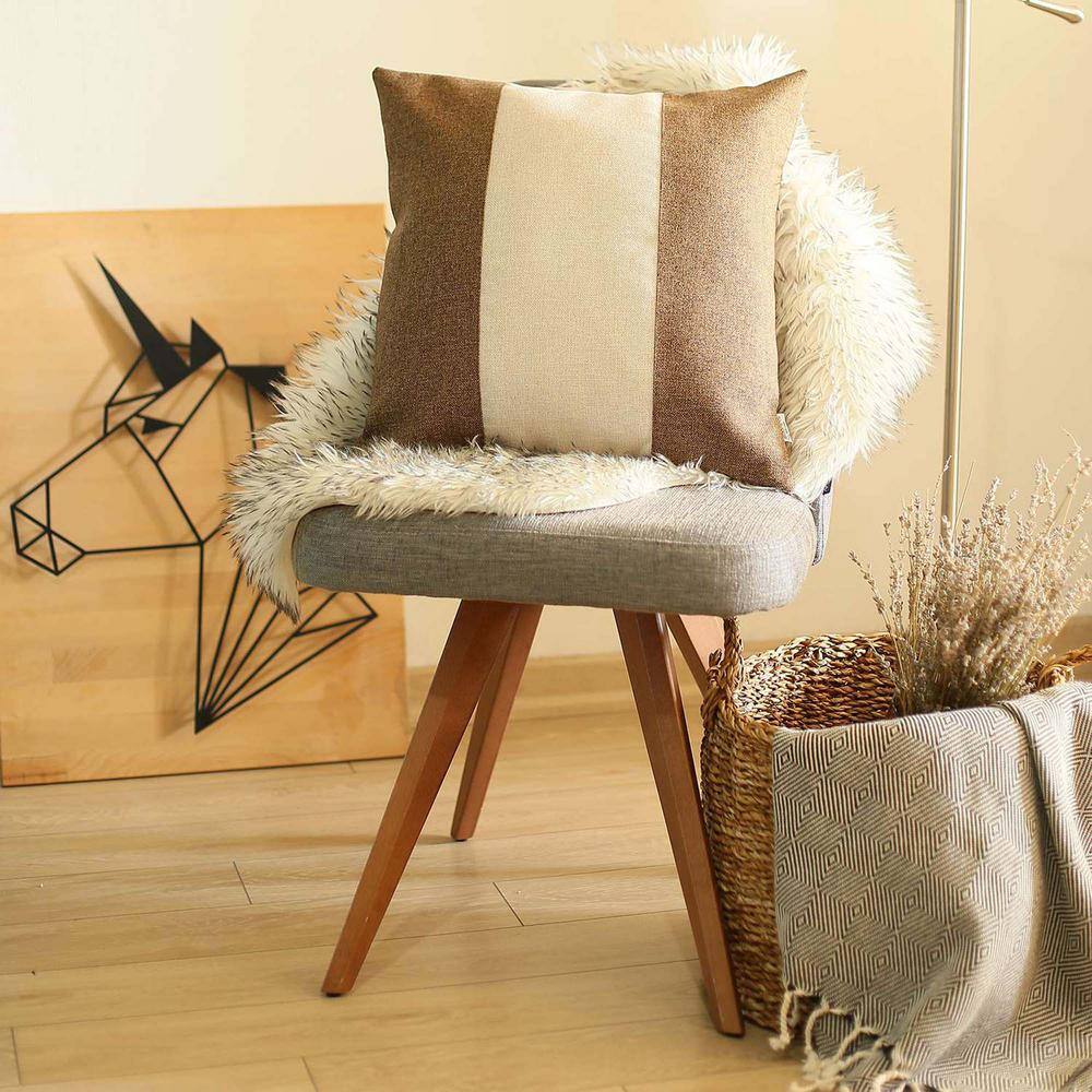 Handmade Brown and Ivory Jacquard Square Throw Pillow