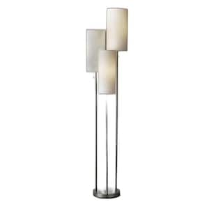 68 in Silver 3-Light Novelty Standard Floor Lamp with White Drum Shade