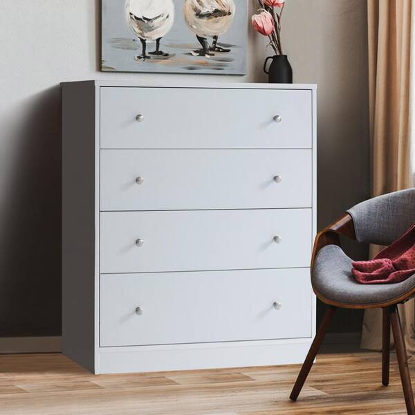 VEIKOUS White 4-Drawer Chest of Drawers Dresser with
