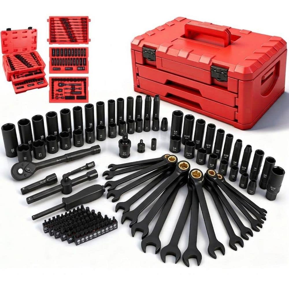 132-Piece Mechanics Tool Set SAE Metric Socket Ratcheting Wrench Kit with Quick Release Ratchet and Case price history on PriceWatchPro