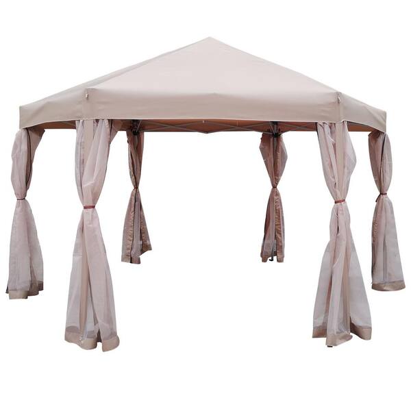 13 ft. x 13 ft. Brown Hexagonal Outdoor 