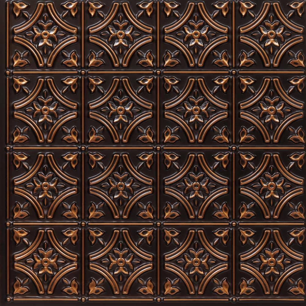Gothic Reams Antique Copper 2 ft. x 2 ft. Glue Up PVC Faux Tin Ceiling Tile (100 sq. ft./case) price history on PriceWatchPro