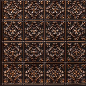 Gothic Reams Antique Copper 2 ft. x 2 ft. Glue Up PVC Faux Tin Ceiling Tile (100 sq. ft./case)