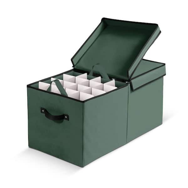 OSTO 25.5 in. Green 600D Polyester Holiday Ornament Storage Box (128-Ornaments)