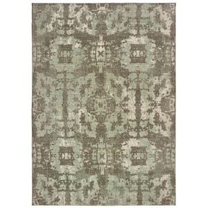 Matteo Grey/Green 5 ft. x 8 ft. Distressed Tribal Area Rug