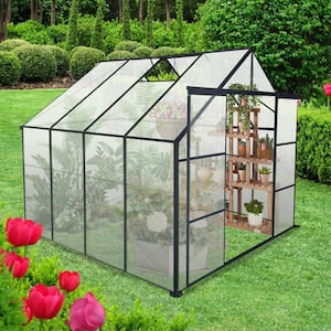 94.50 in. W x 97.75 in. D x 89.50 in. H Polycarbonate Greenhouse with Double Door Black