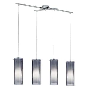 Pinto Nero 36.25 in. W x 43.25 in. H 4-Light Chrome Island Pendant Light with Clear Glass Shades
