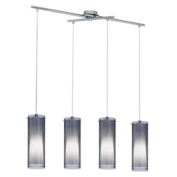Eglo Pinto Nero 36.25 in. W x 43.25 in. H 4-Light Chrome Island Pendant Light with Clear Glass Shades