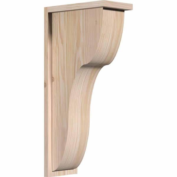 Ekena Millwork 7-1/2 in. x 14 in. x 30 in. Douglas Fir Carmel Smooth Corbel with Backplate