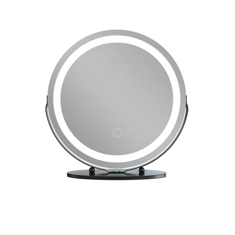 18.9 in. W x 18.9 in. H Round LED Lighted Tabletop Makeup Vanity Mirror in White with 3 Color Modes and 360° Rotation price history on PriceWatchPro