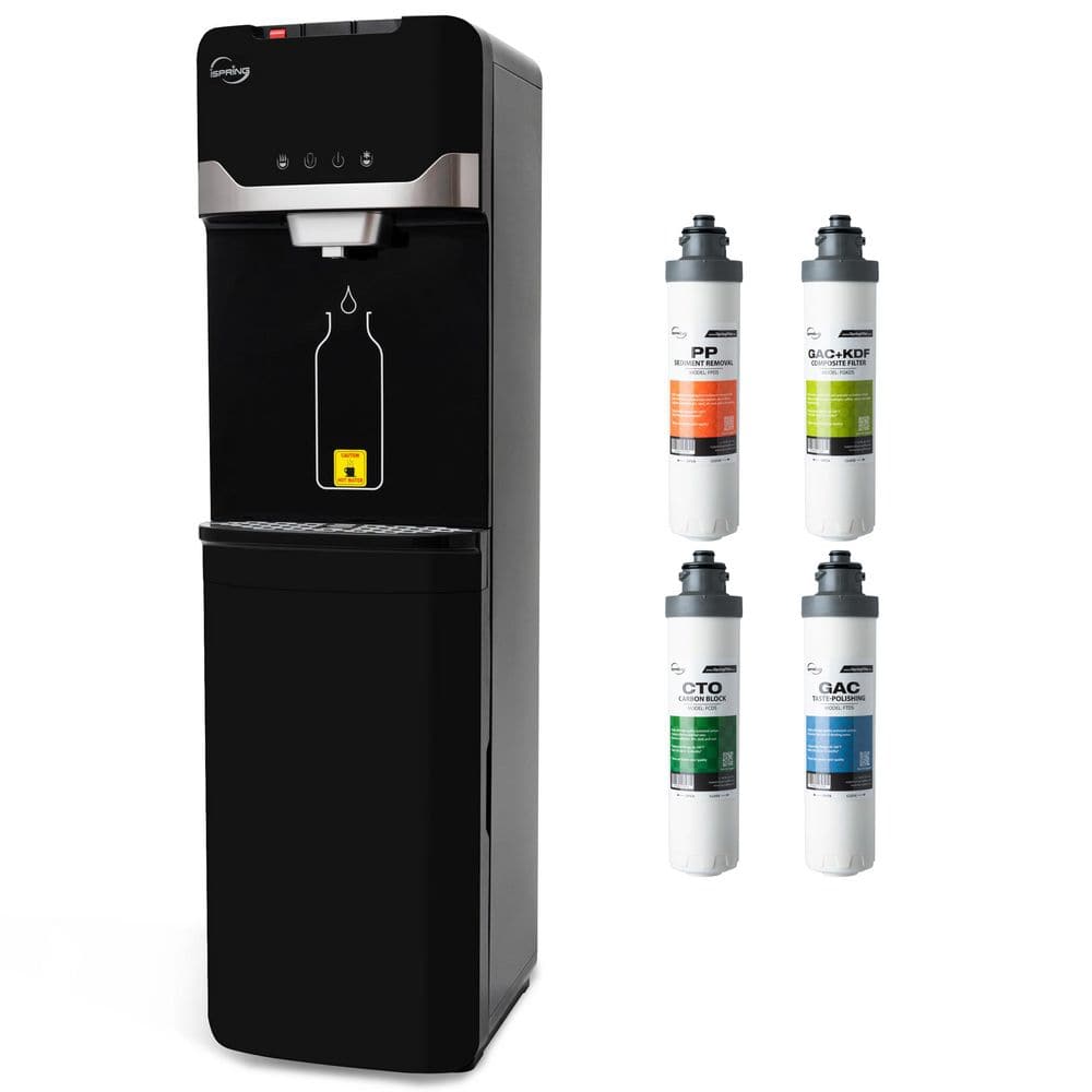 Freestanding Black Stainless Steel Hot and Cold Water Dispenser