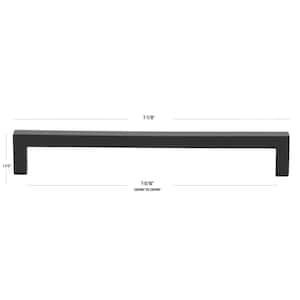 7-9/16 in. Matte Black Solid Square Slim Cabinet Drawer Bar Pulls (10-Pack)